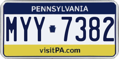 PA license plate MYY7382
