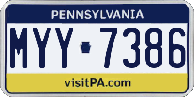 PA license plate MYY7386