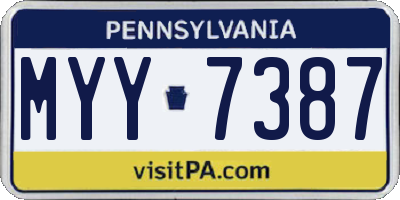 PA license plate MYY7387