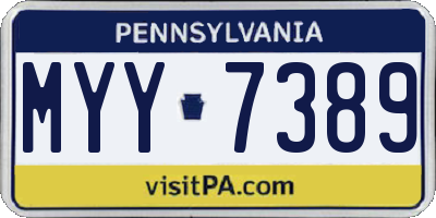 PA license plate MYY7389