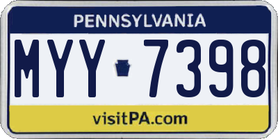 PA license plate MYY7398