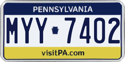 PA license plate MYY7402