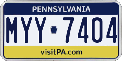 PA license plate MYY7404