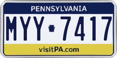 PA license plate MYY7417