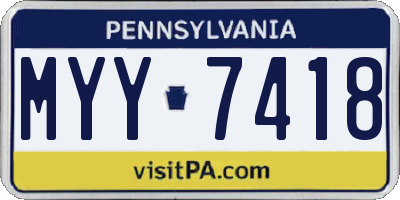 PA license plate MYY7418