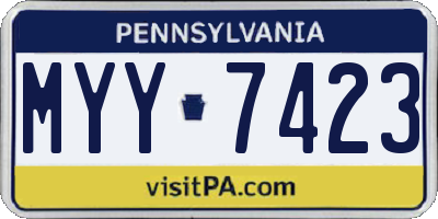 PA license plate MYY7423