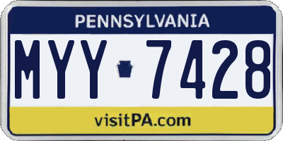 PA license plate MYY7428
