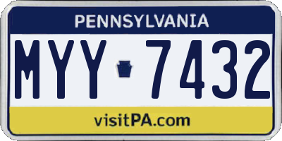 PA license plate MYY7432