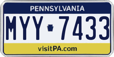PA license plate MYY7433