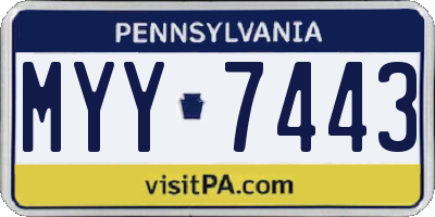 PA license plate MYY7443