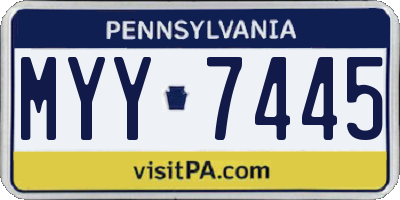 PA license plate MYY7445