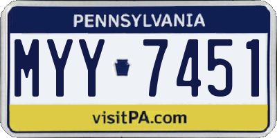 PA license plate MYY7451