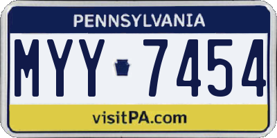 PA license plate MYY7454