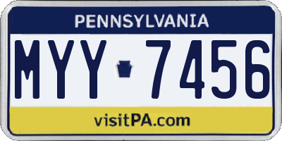 PA license plate MYY7456