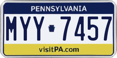 PA license plate MYY7457
