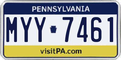 PA license plate MYY7461