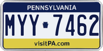 PA license plate MYY7462