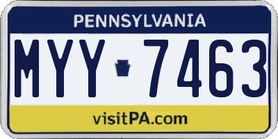 PA license plate MYY7463