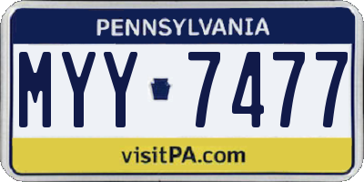 PA license plate MYY7477