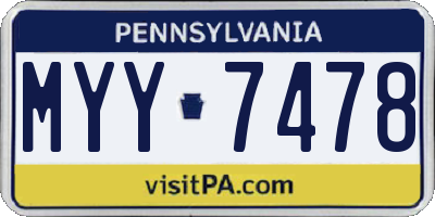 PA license plate MYY7478