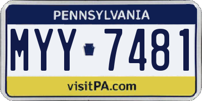 PA license plate MYY7481
