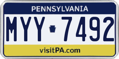 PA license plate MYY7492