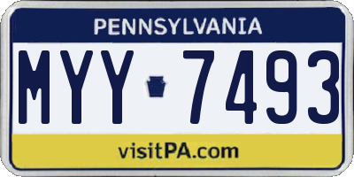 PA license plate MYY7493