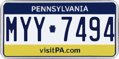 PA license plate MYY7494
