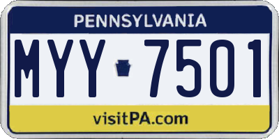 PA license plate MYY7501