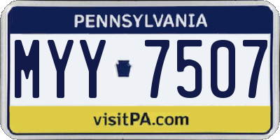PA license plate MYY7507