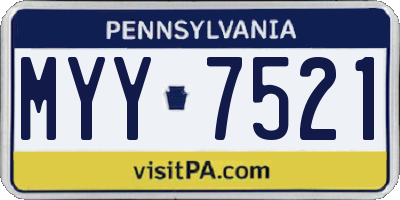 PA license plate MYY7521