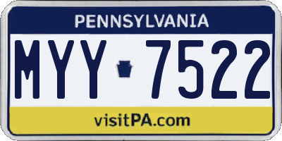 PA license plate MYY7522