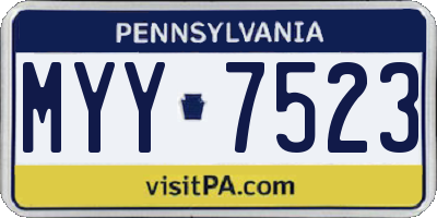 PA license plate MYY7523