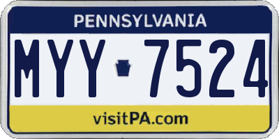 PA license plate MYY7524