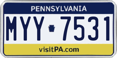PA license plate MYY7531