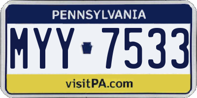 PA license plate MYY7533