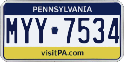 PA license plate MYY7534