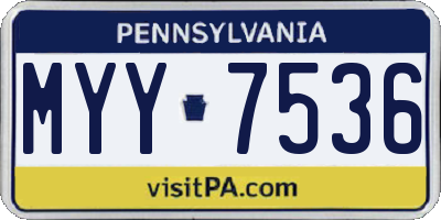 PA license plate MYY7536