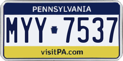 PA license plate MYY7537