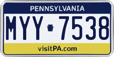 PA license plate MYY7538