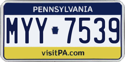 PA license plate MYY7539