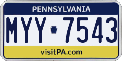 PA license plate MYY7543