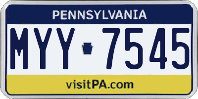 PA license plate MYY7545