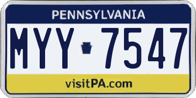 PA license plate MYY7547