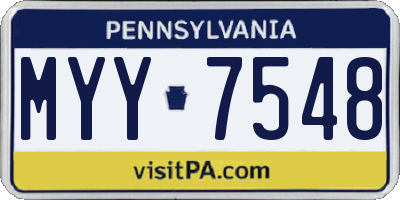 PA license plate MYY7548