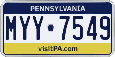 PA license plate MYY7549