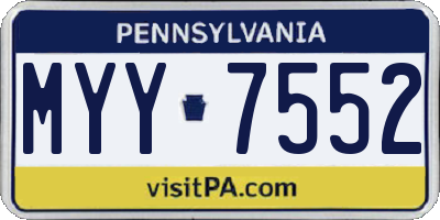 PA license plate MYY7552