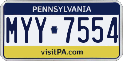 PA license plate MYY7554