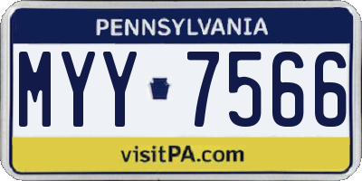PA license plate MYY7566