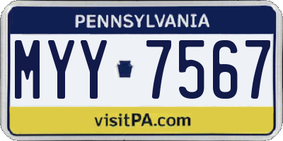 PA license plate MYY7567